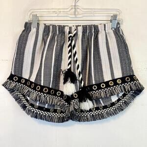 MISA LAS ANGELES white and gray stripe boho shorts